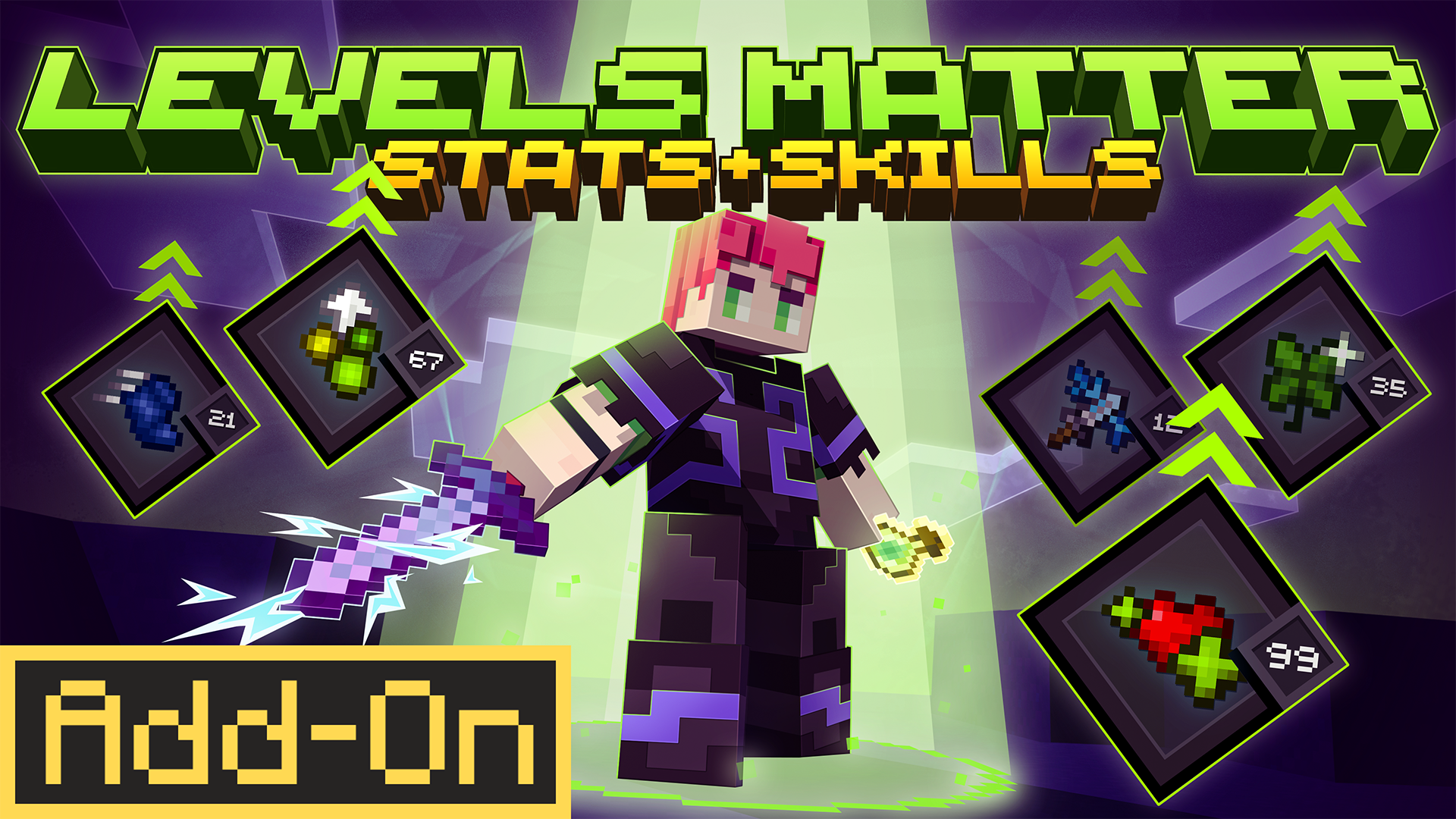 Levels Matter — attribute interface open in a Minecraft world