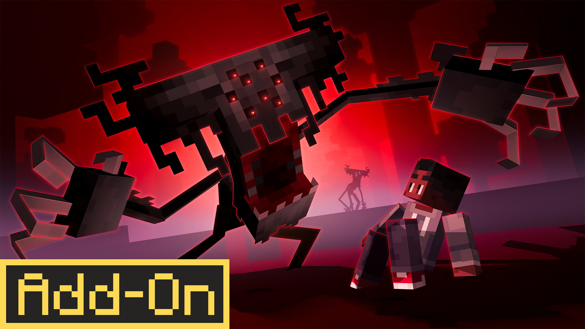 Monster Insanity — The Monster looms over a player in a blood-red landscape